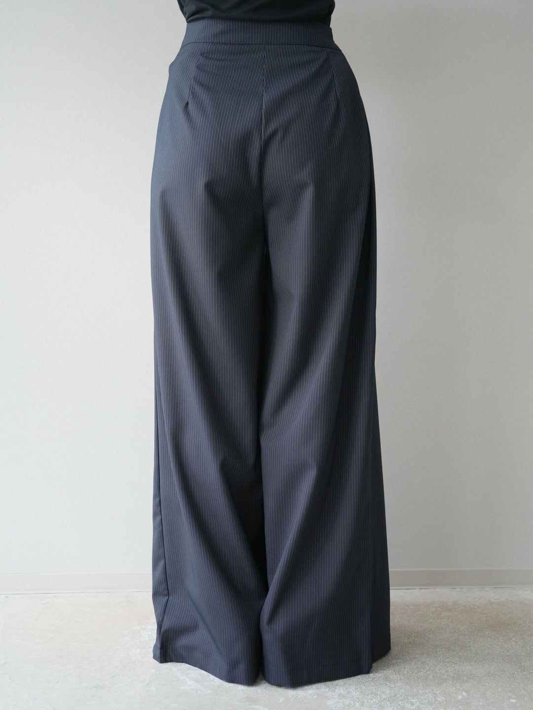 [SET] 條紋褶襉露肩上衣＆寬褲 SET UP (2set)