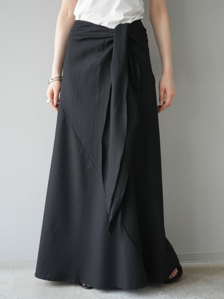 [予約]サイド巻きツイルスカート/ブラック