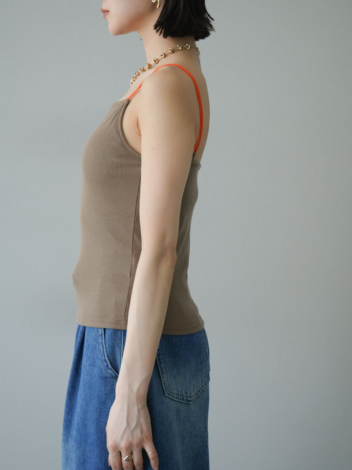 [予約]バイカラーストラップカップ付キャミソール/ベージュ