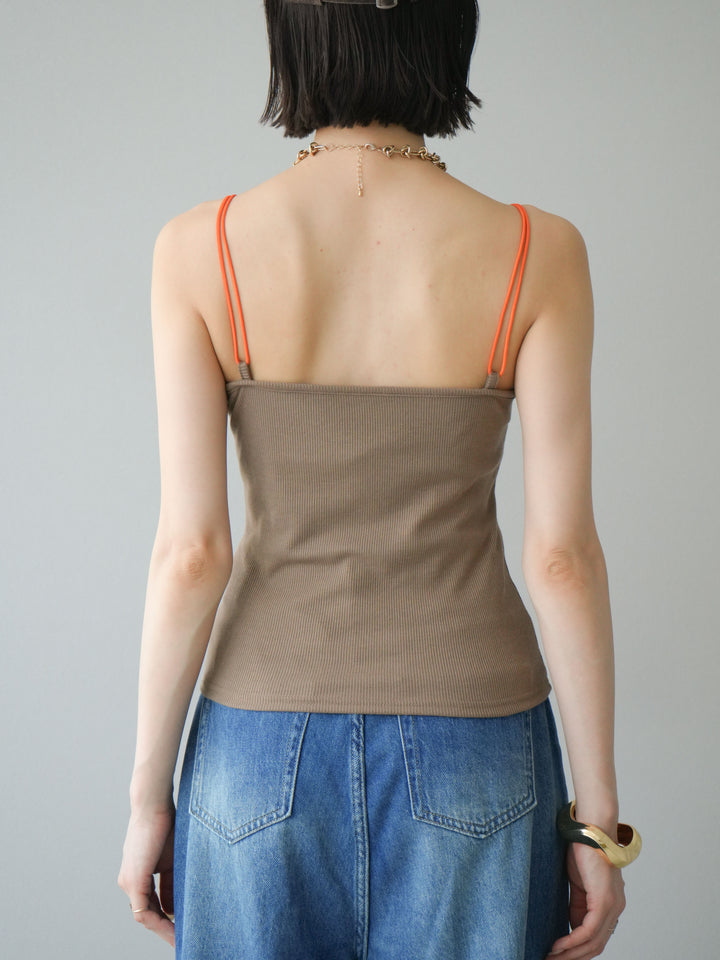 [予約]バイカラーストラップカップ付キャミソール/ベージュ