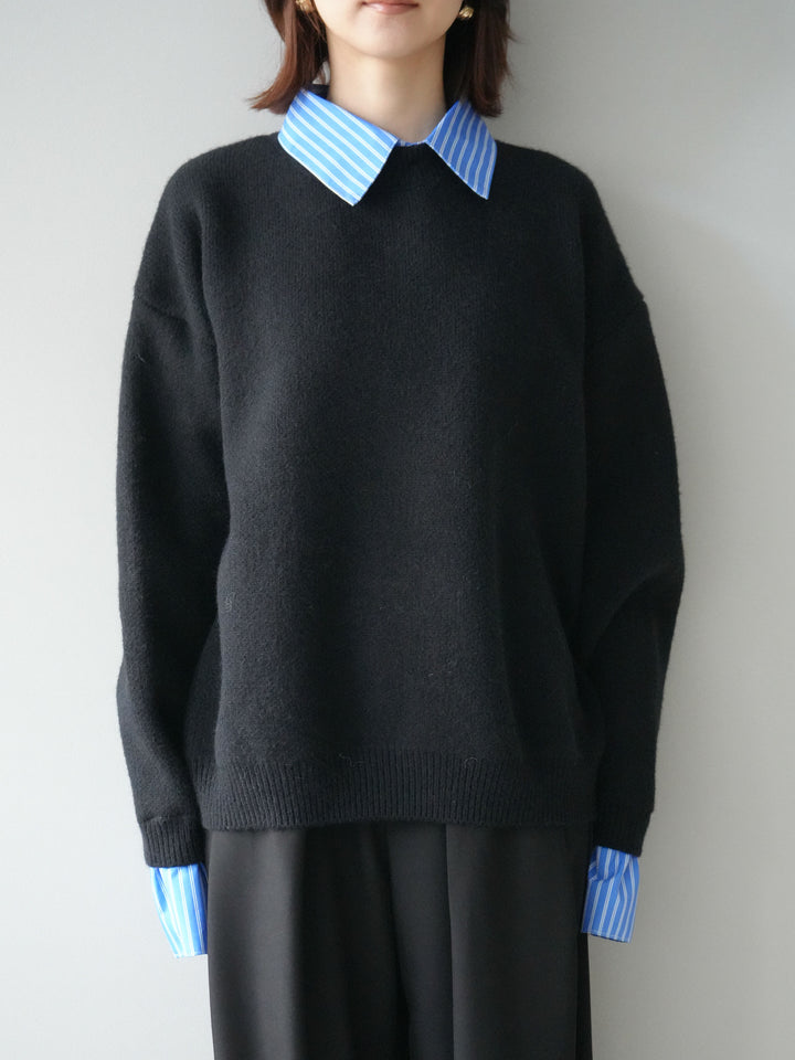 [予約]2WAY襟ニットプルオーバー/black