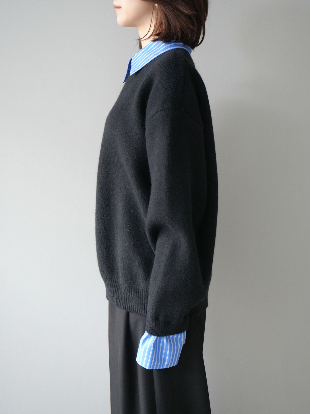 [予約]2WAY襟ニットプルオーバー/black