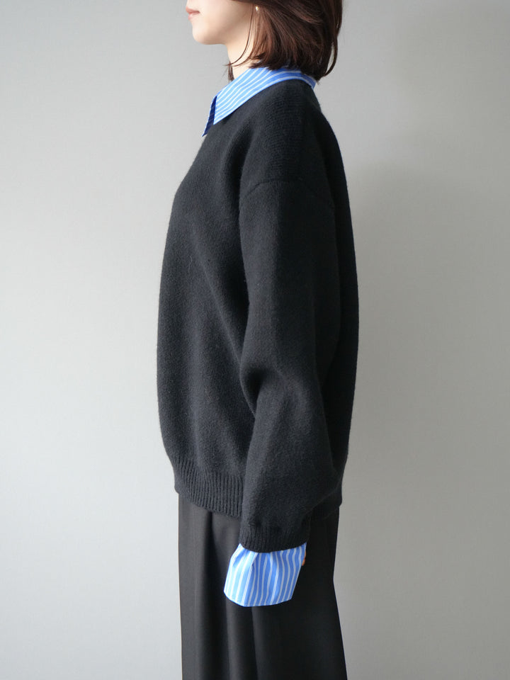 [予約]2WAY襟ニットプルオーバー/black