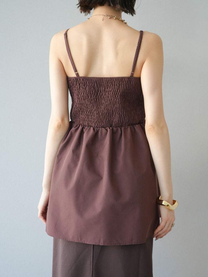 [予約]シャーリングフレアキャミプルオーバー/ブラウン