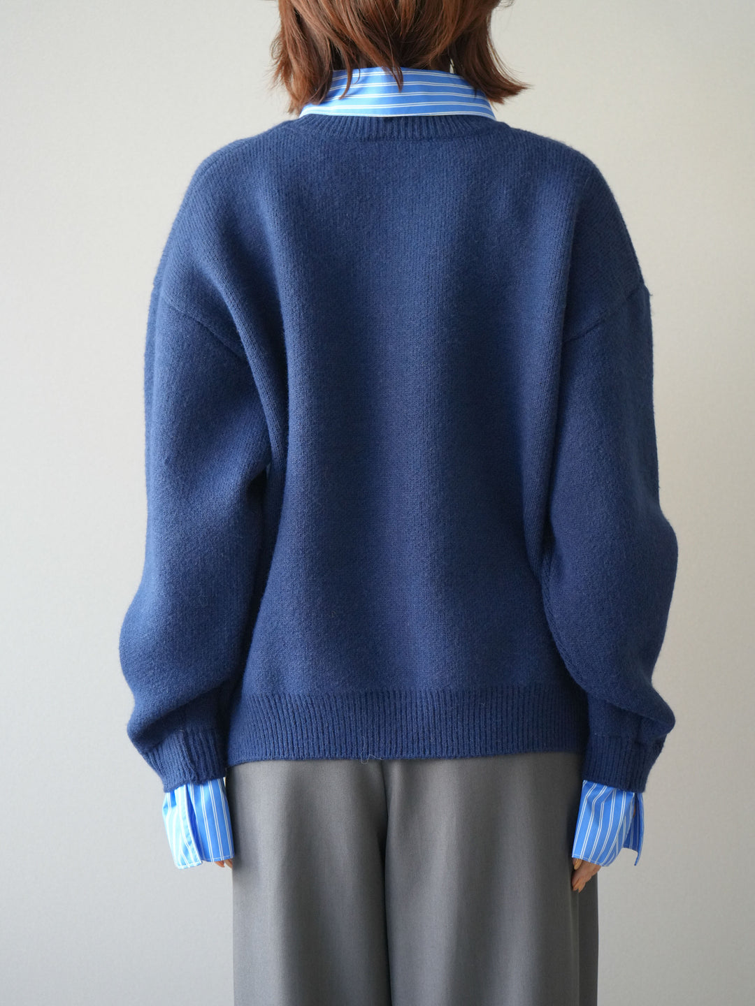 [予約]2WAY襟ニットプルオーバー/navy