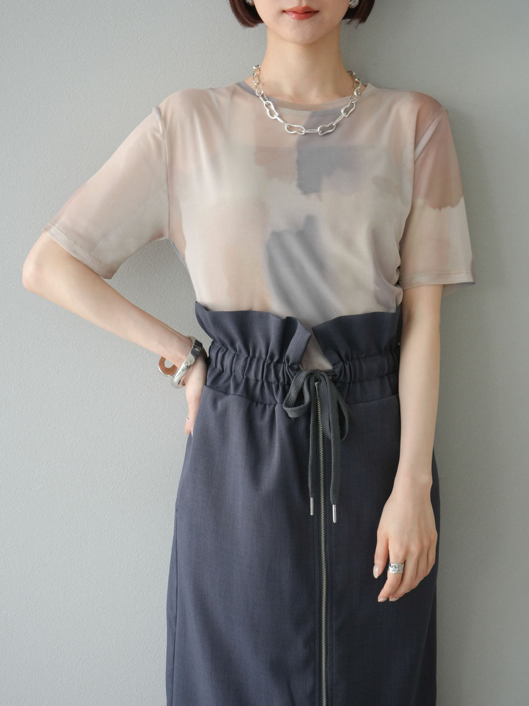 [SET]水彩アートシアーTシャツ+選べるアクセセット(2set)