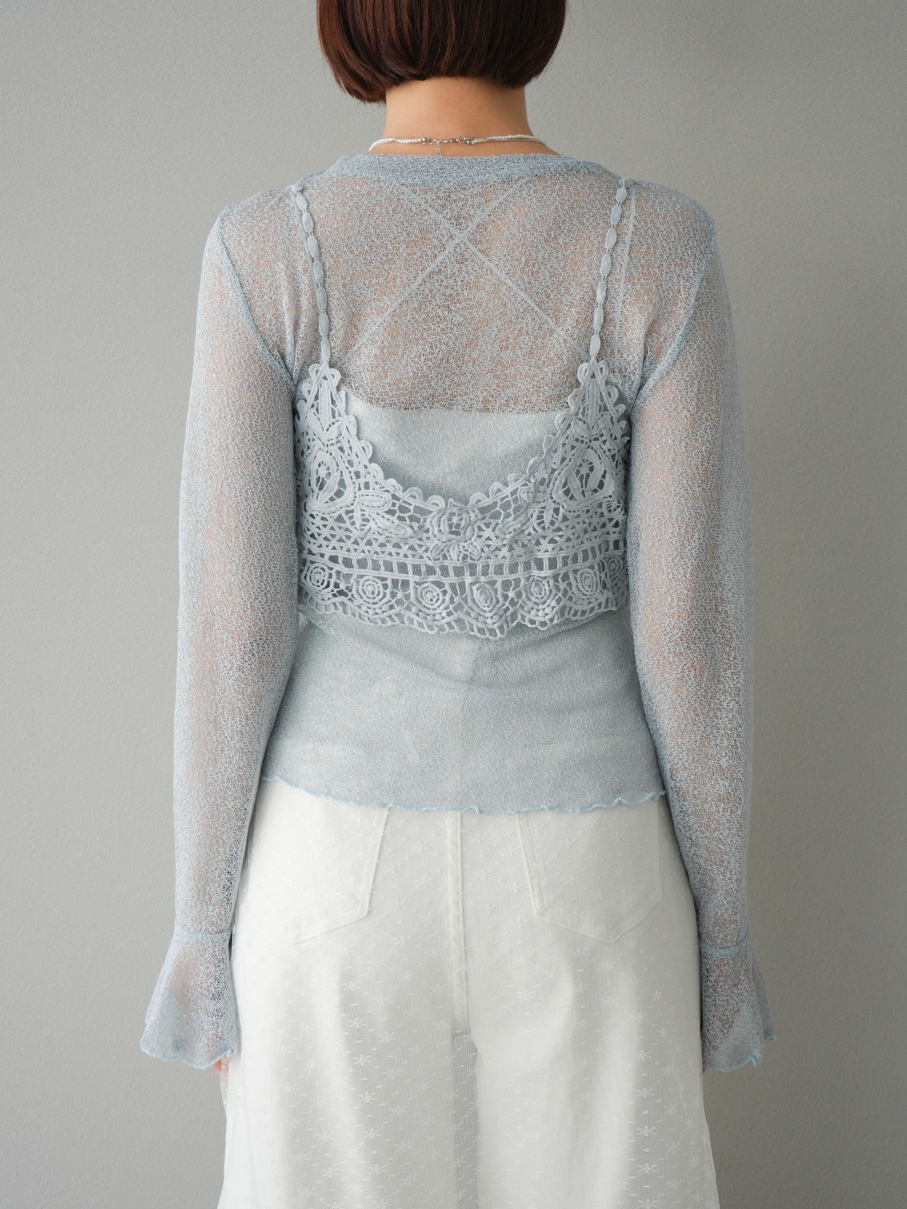 予約]エンブロイダリービスチェ＆シアーラメフレアスリーブ