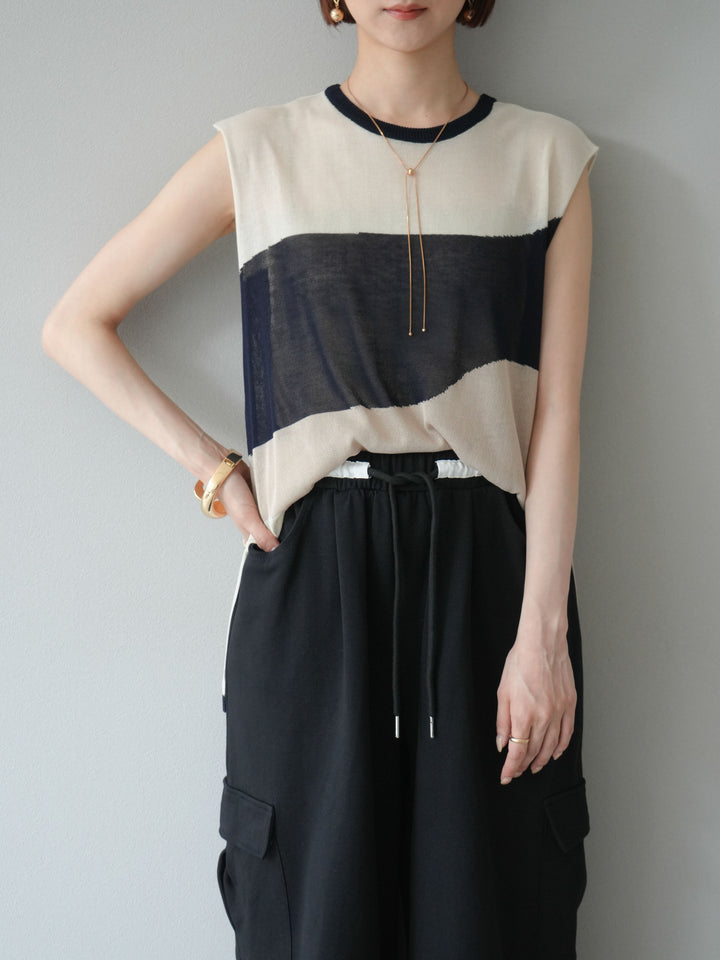 [SET] 雙色透明針織無袖+可選配件套裝（2套）