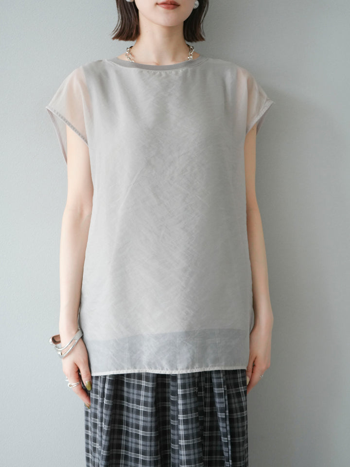 [予約]シアーレイヤードトップス/アイスグレージュ