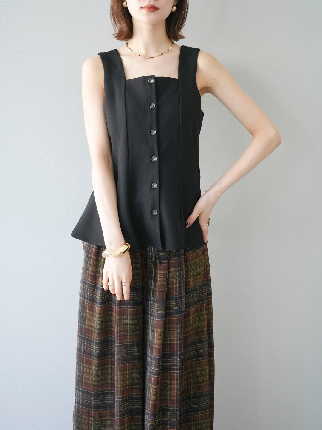 [予約]ペプラムベスト/ブラック