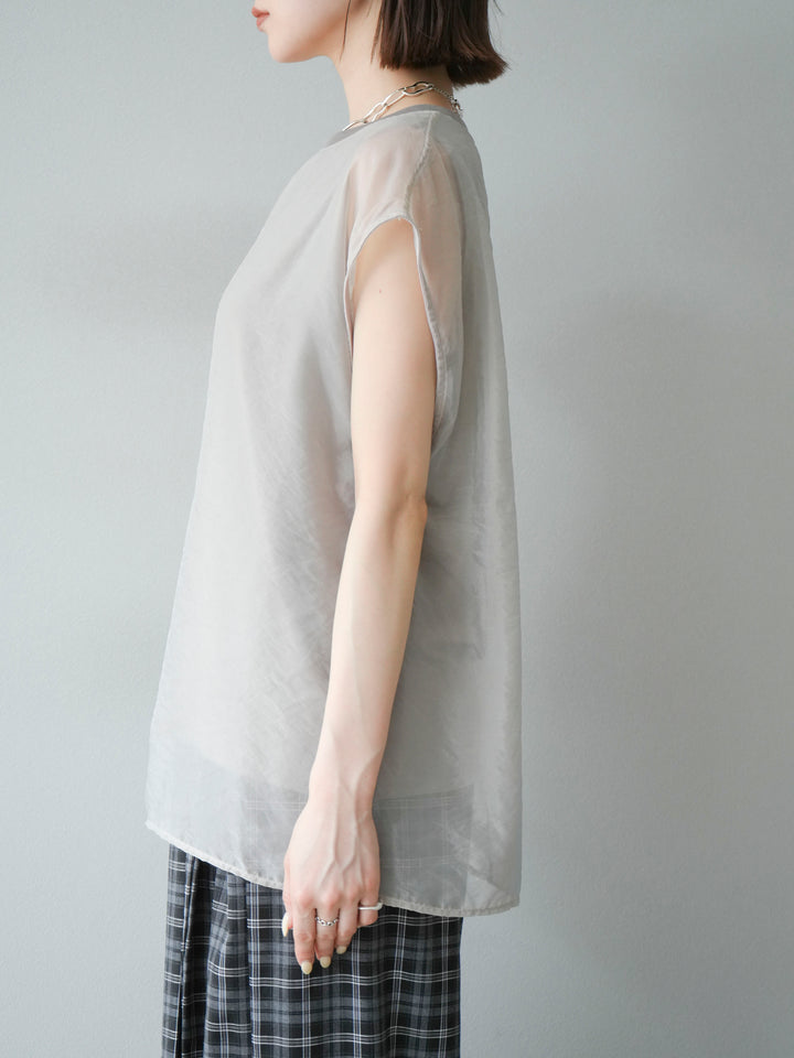 [予約]シアーレイヤードトップス/アイスグレージュ