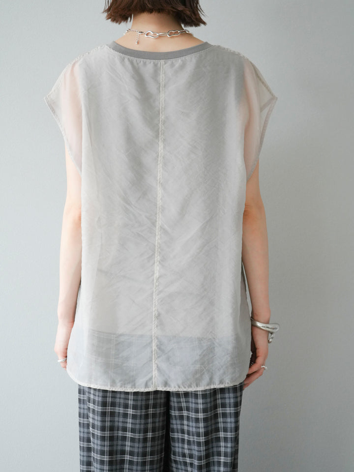 [予約]シアーレイヤードトップス/アイスグレージュ