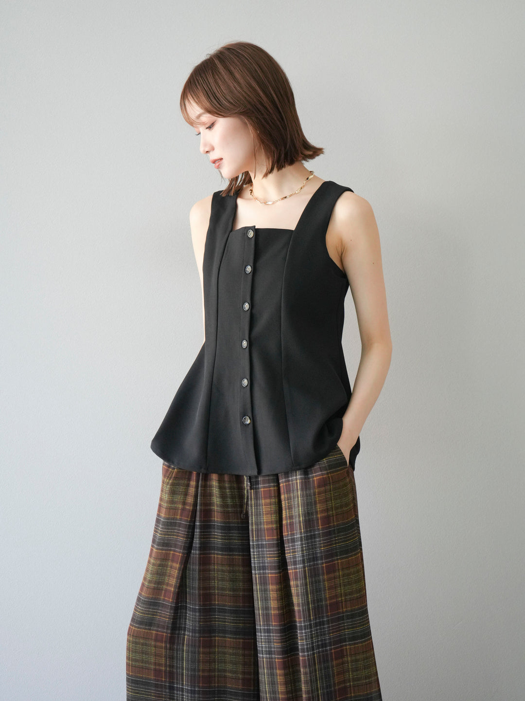 [予約]ペプラムベスト/ブラック