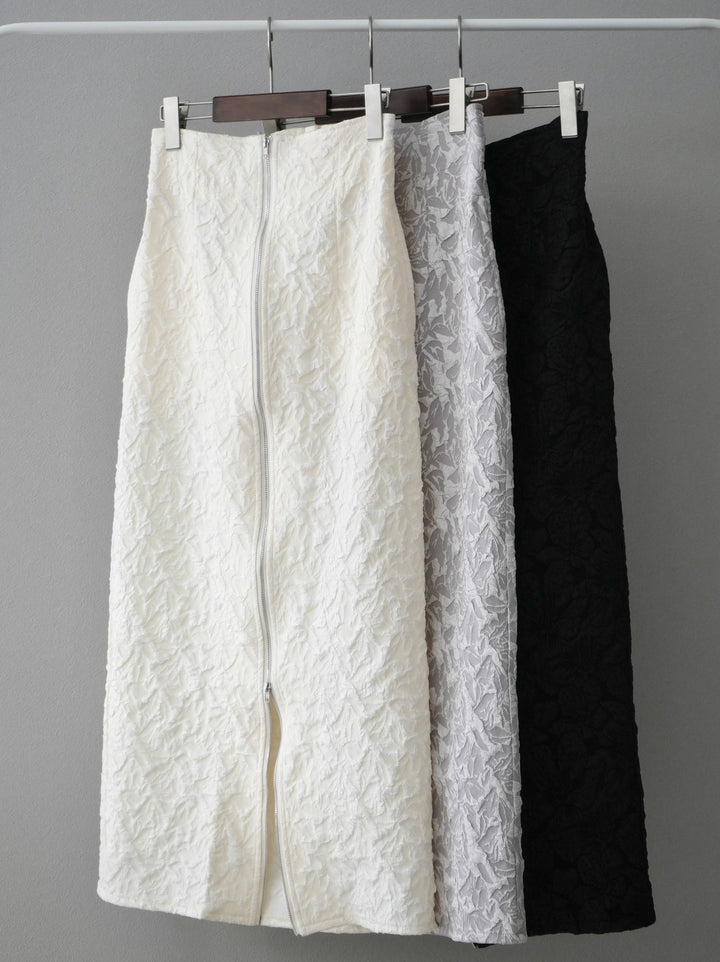 【套裝】棉質蕾絲上衣+雙拉鍊凸出提花半身裙（2套）