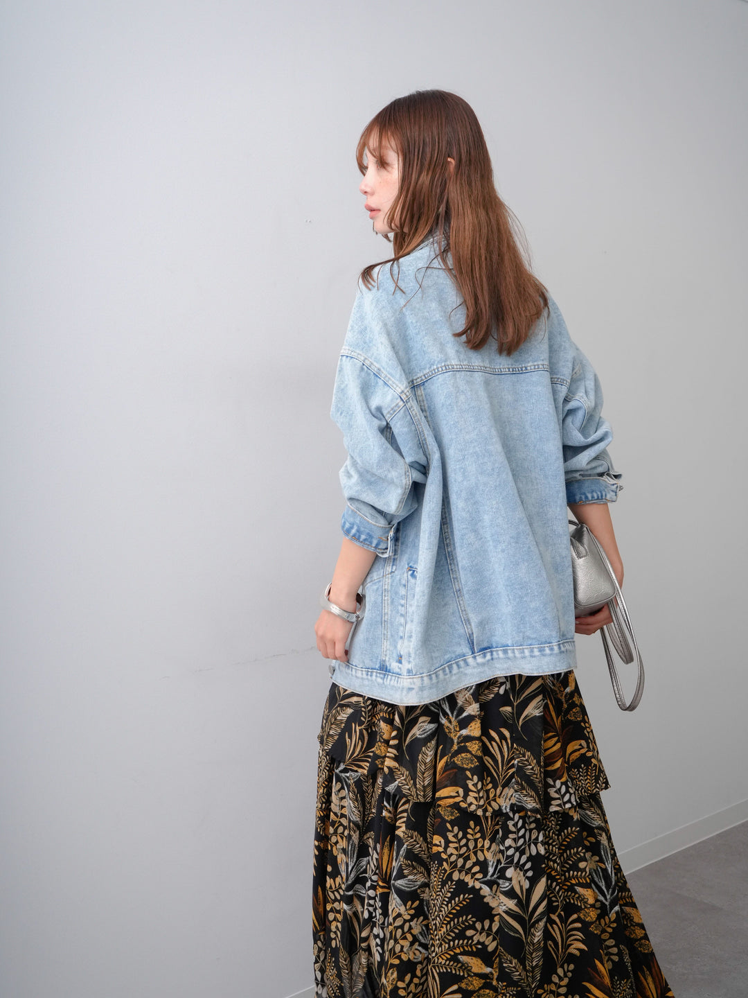 [予約]ベルト付ボタニカルティアードキャミワンピース/brown
