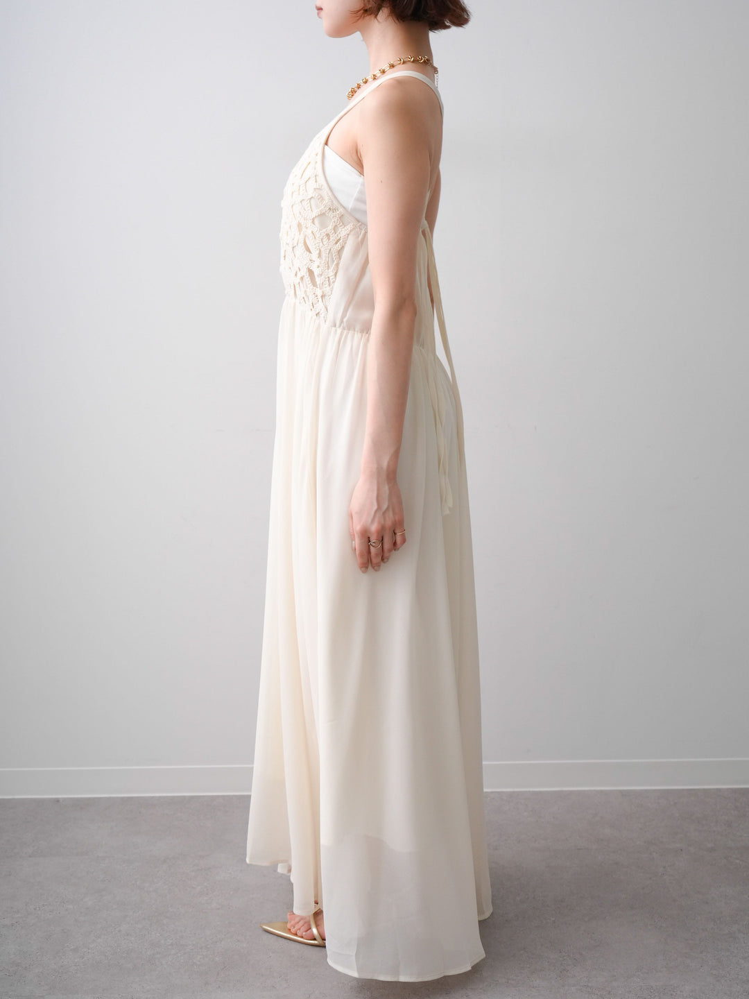 [予約]クロシェシフォンキャミワンピース/ivory