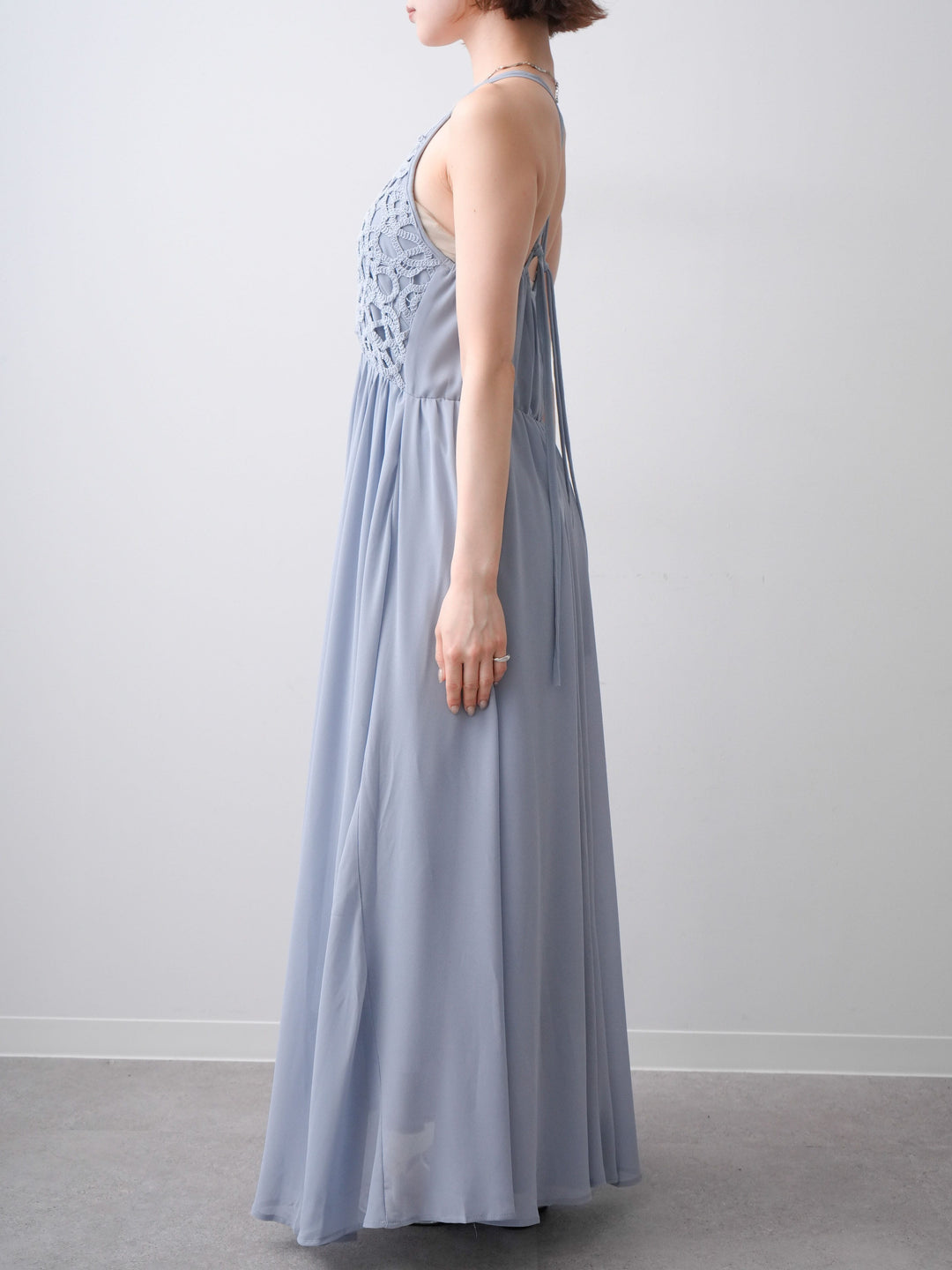 [予約]クロシェシフォンキャミワンピース/lightblue