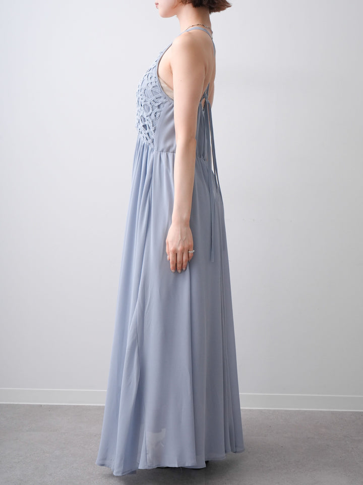 [予約]クロシェシフォンキャミワンピース/lightblue