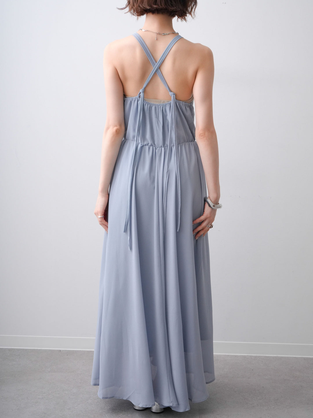 [予約]クロシェシフォンキャミワンピース/lightblue