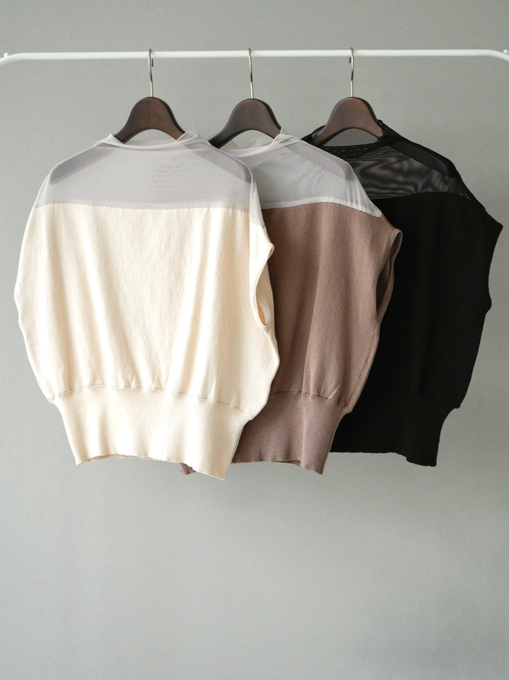 [SET] French sleeve sheer knit pullover + French sleeve sheer knit pullover (2set)