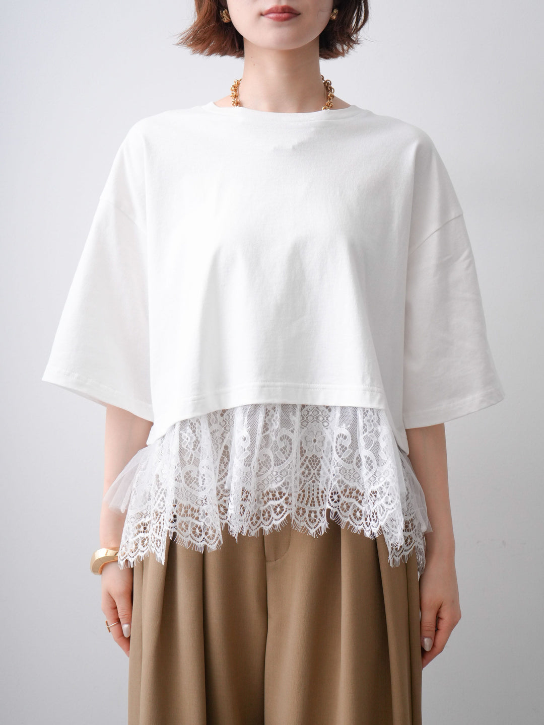 [予約]チュールレースヘムTEE/white