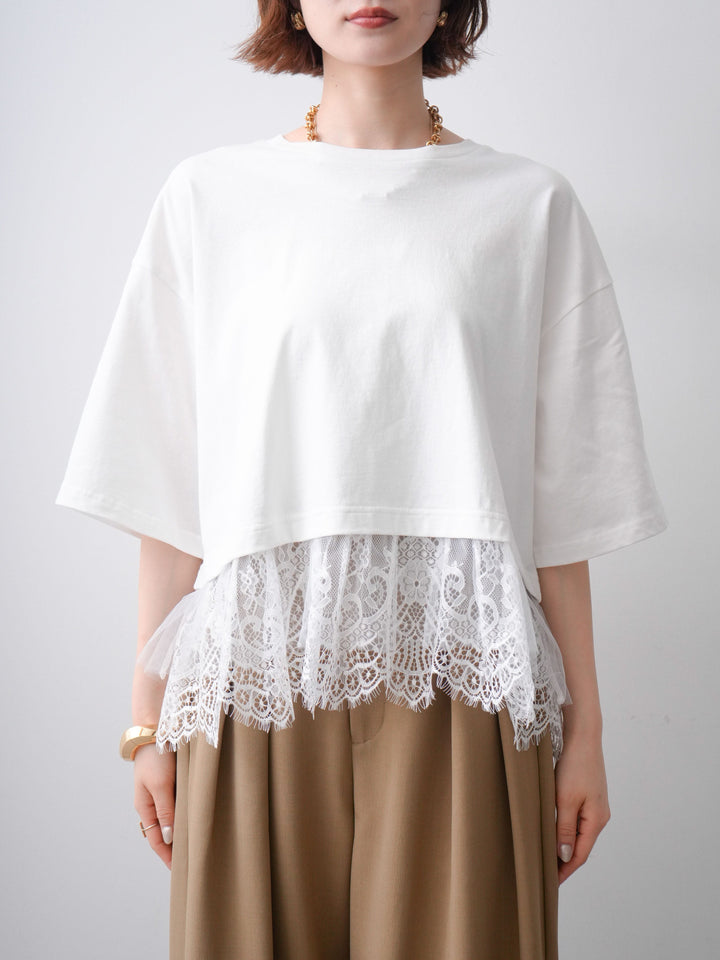[予約]チュールレースヘムTEE/white