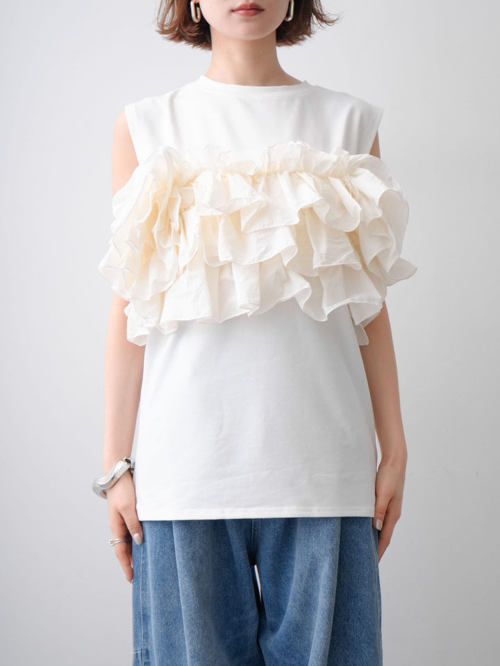[予約]フリルドッキングノースリカットソー/offwhite