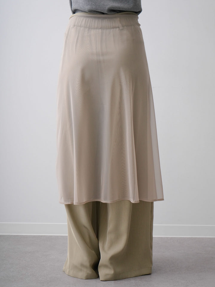 [予約]シアーエプロン付ドレープタックワイドパンツ/beige