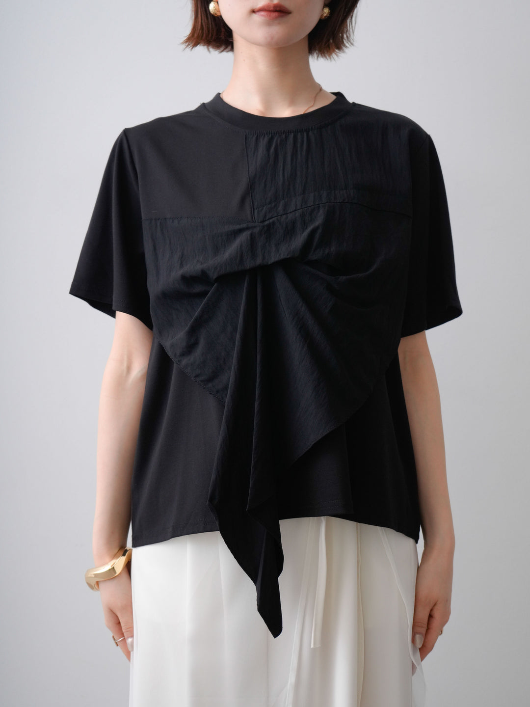 [予約]ラッフルドッキングTEE/black