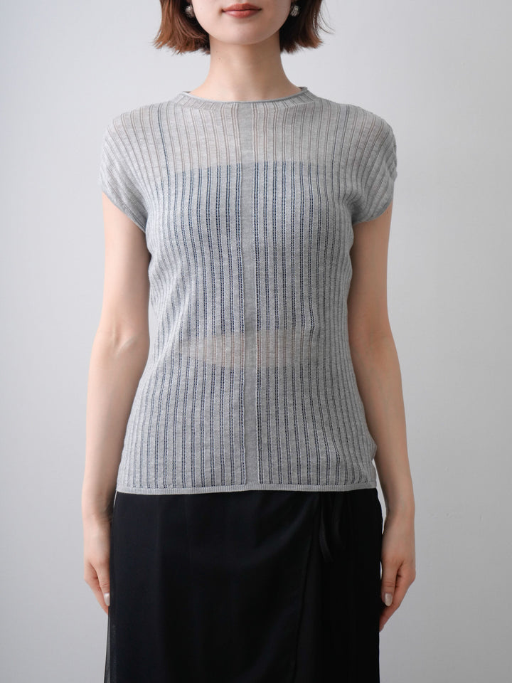 [予約]シアーリブフレンチニットトップス/grey