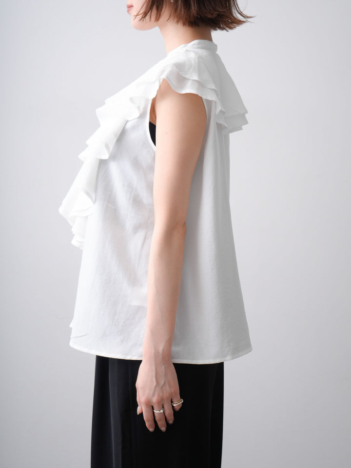 [予約]ラッフルドレープノースリブラウス/offwhite