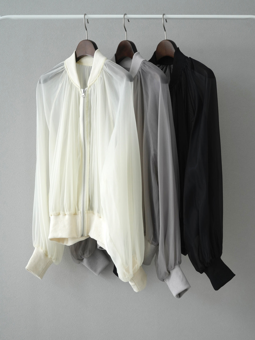 [SET] Organza rib blouson + cut rib American rib tank top + design neck backless camisole dress (3 sets)