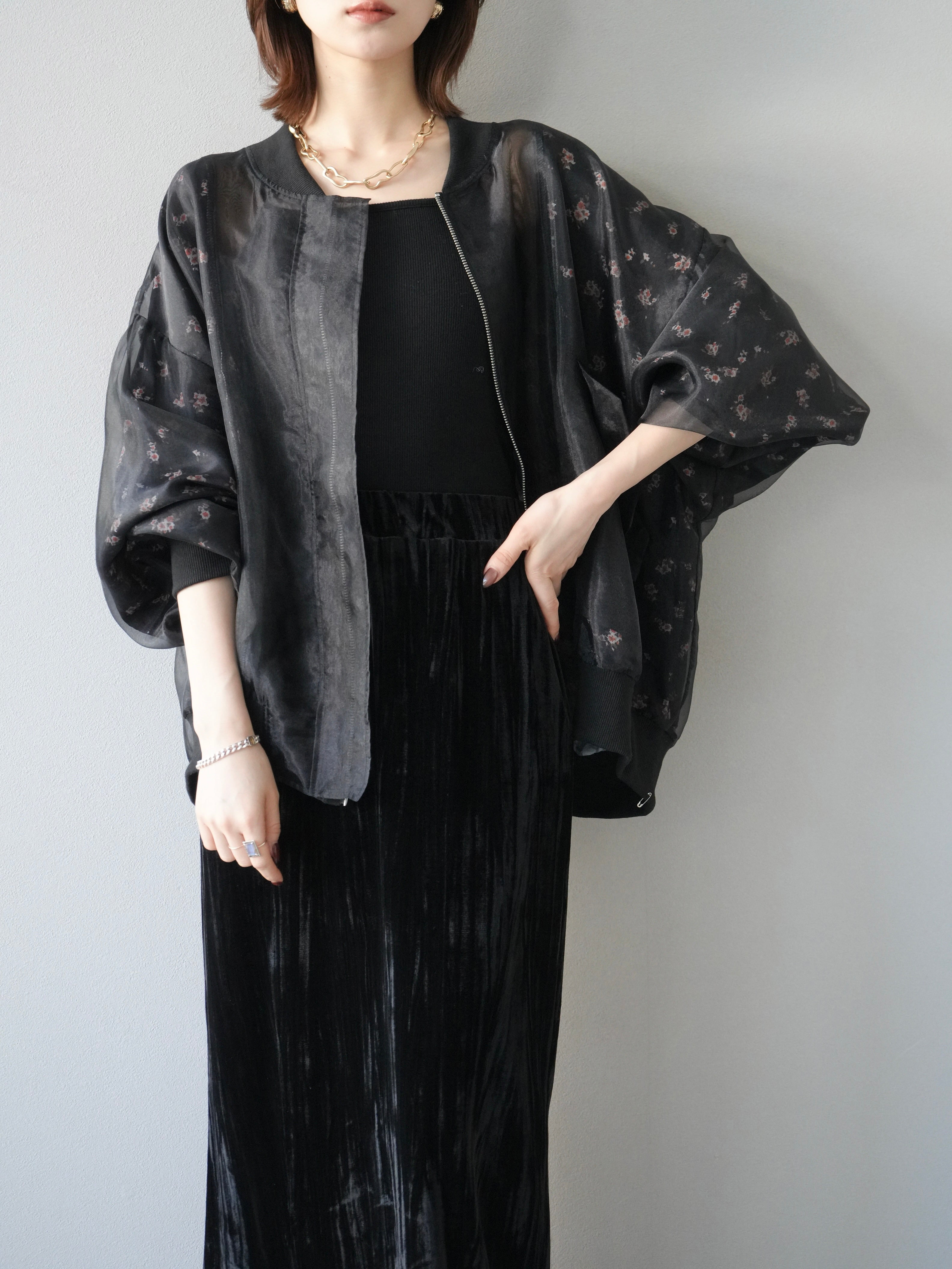 予約]フラワーチュールドッキングブルゾン/ブラック – Lumier