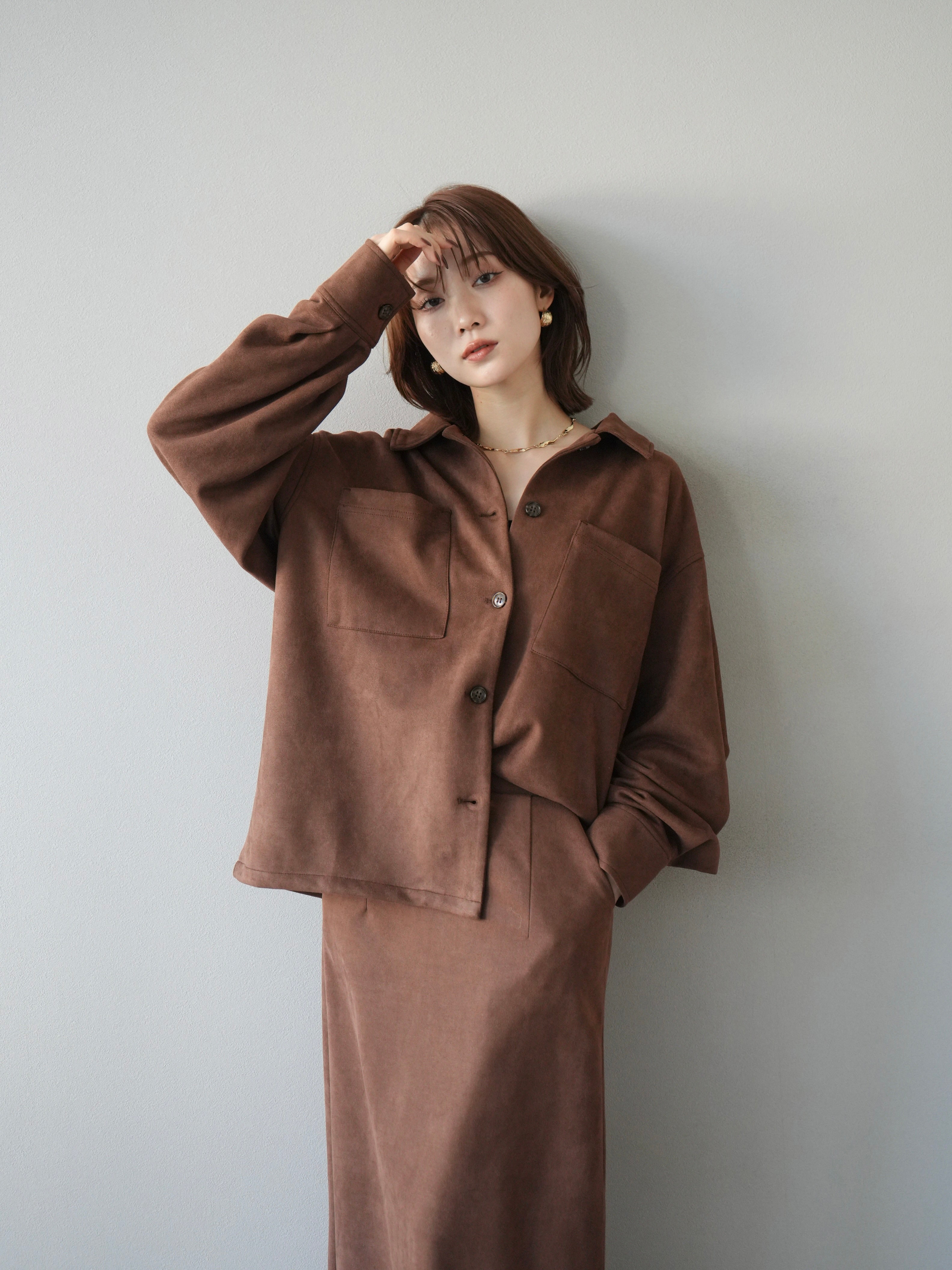 予約]スエードシャツジャケット/ブラウン – Lumier