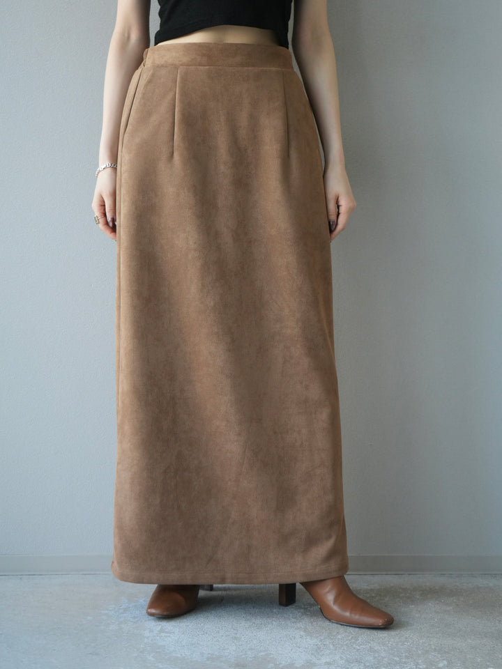 [予約]スエードタイトスカート/キャメル
