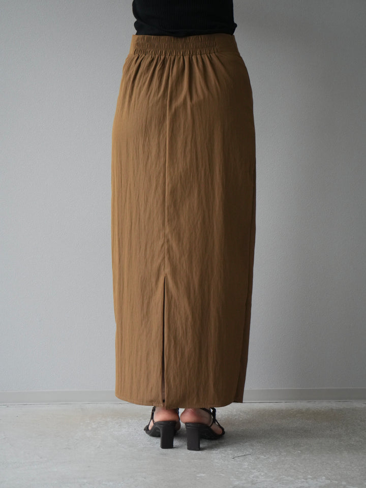 [予約]ナイロンシャーリングラップスカート/モカ