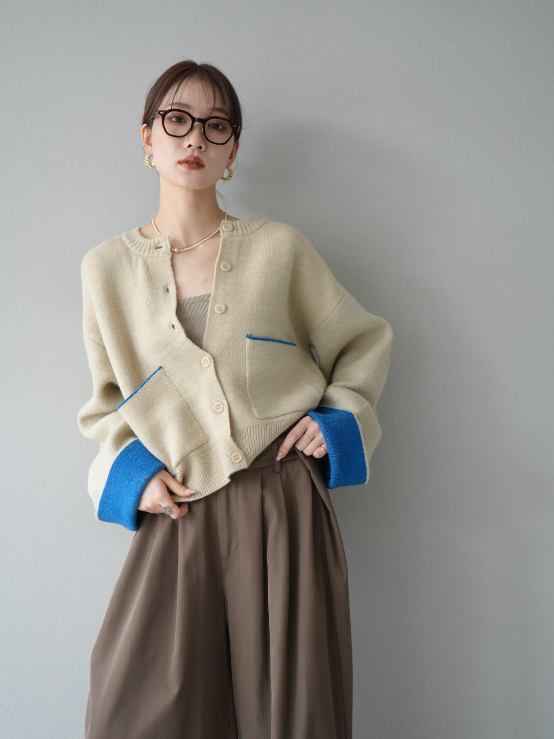 [SET]バイカラーオーバーニットカーディガン+バイカラーオーバーニットカーディガン(2set)