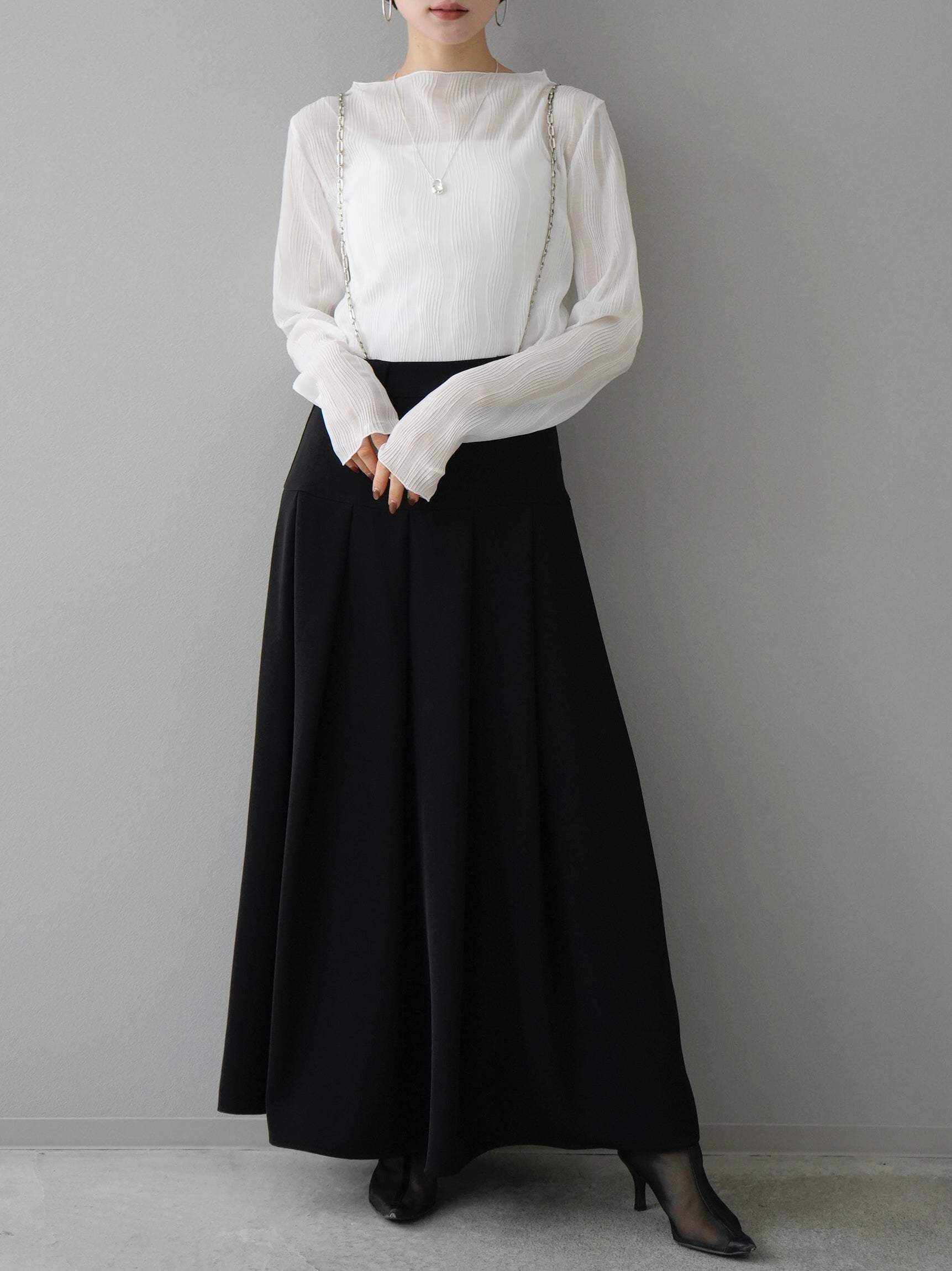 Pre-order] Chain Suspender Tuck Skirt/Black – Lumier