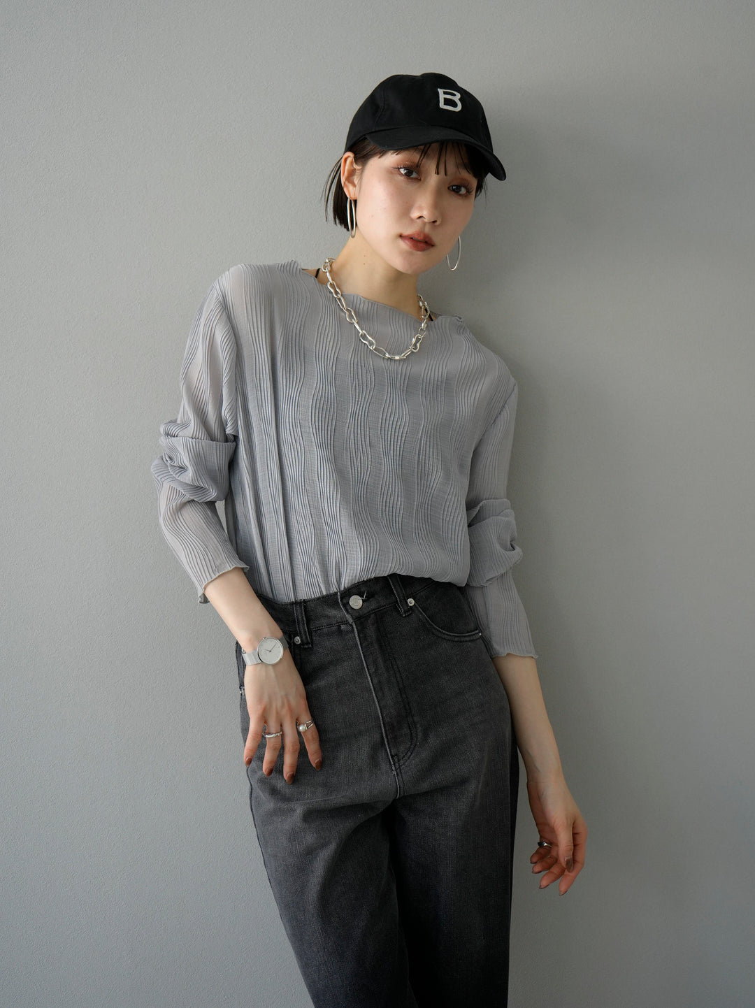[Pre-order] Willow Wave Sheer Top/Gray