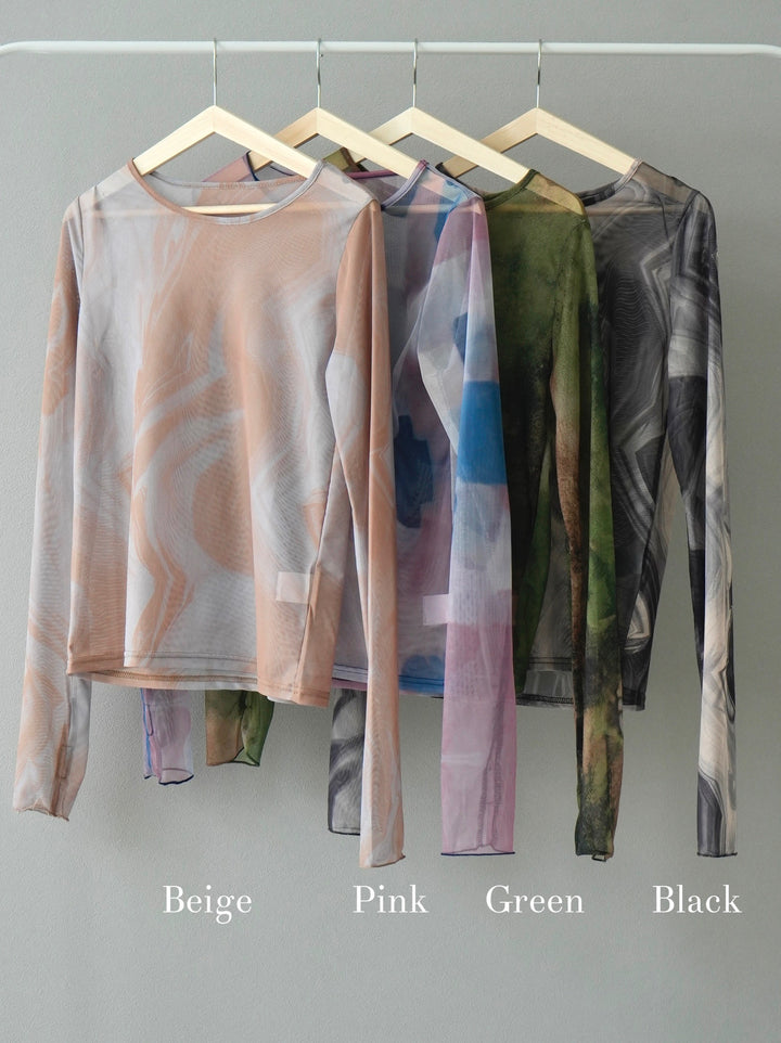 [SET] Willow satin collarless jacket &amp; pants SET-UP + nuanced pattern thumb hole mesh top (2 sets)