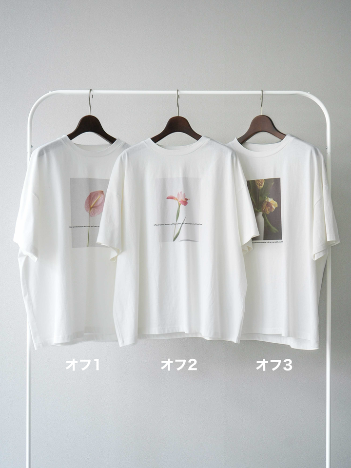 [SET]フラワーフォトビッグTシャツ+選べるアクセセット(2set)
