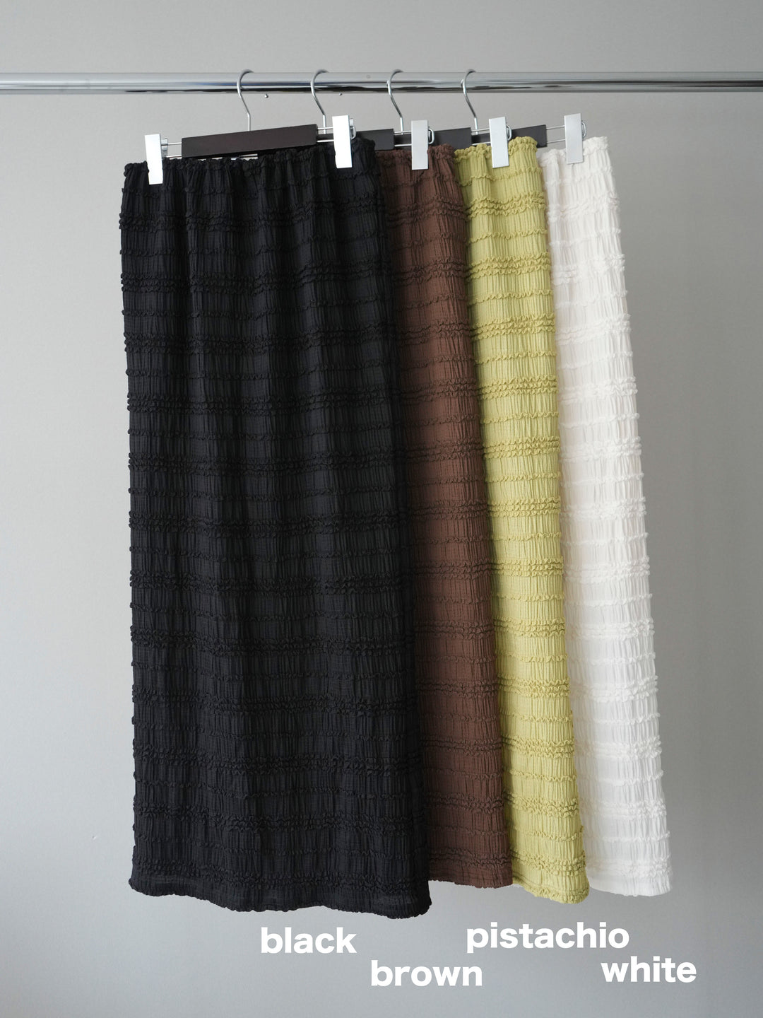 [SET]チュール袖リップルトップス+リップルIラインスカート(2set)