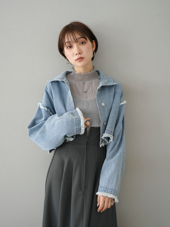 [SET] 2WAY denim stand collar jacket + 2WAY denim stand collar jacket (2set)