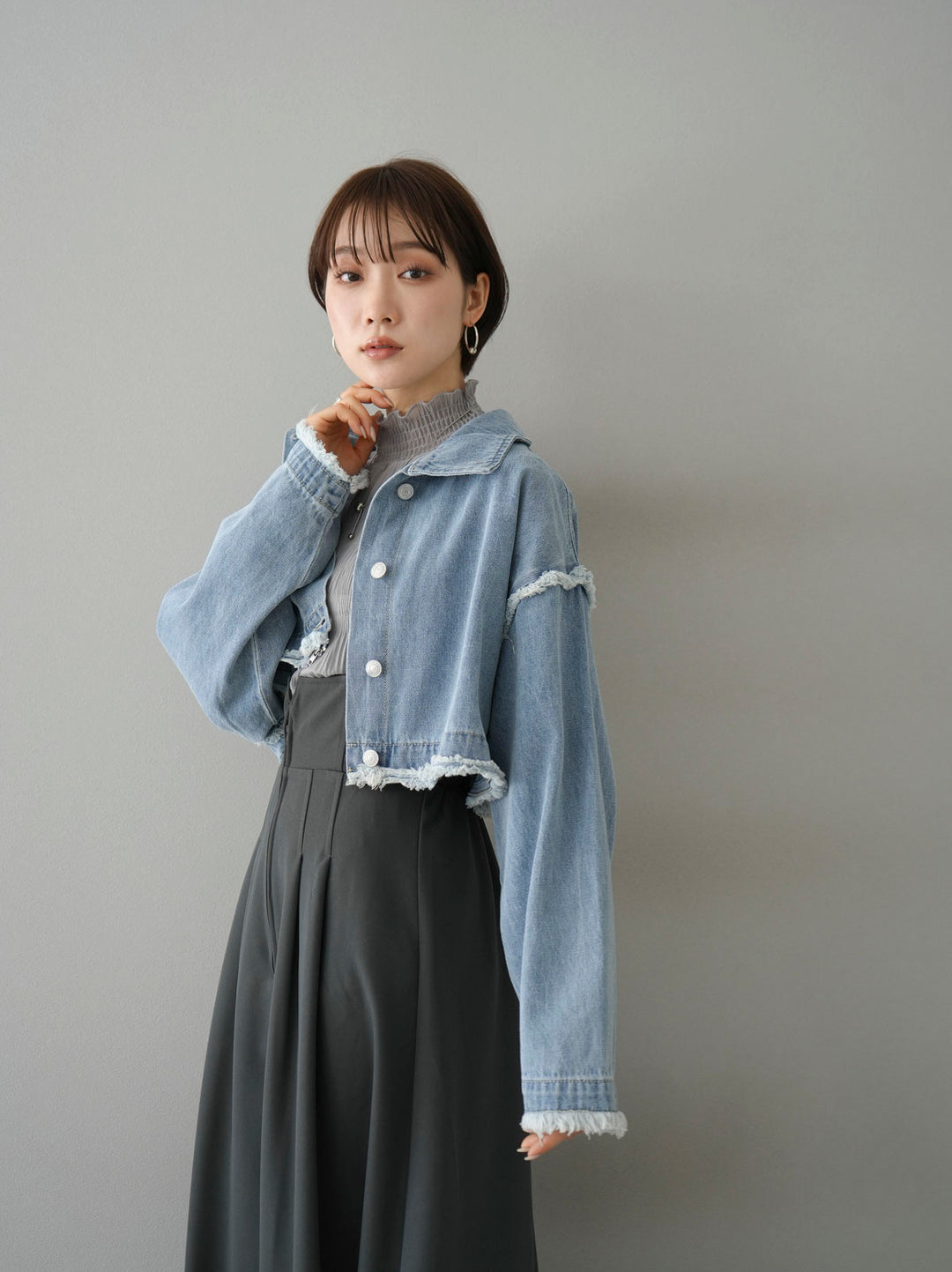 [SET] 2WAY denim stand collar jacket + 2WAY denim stand collar jacket (2set)