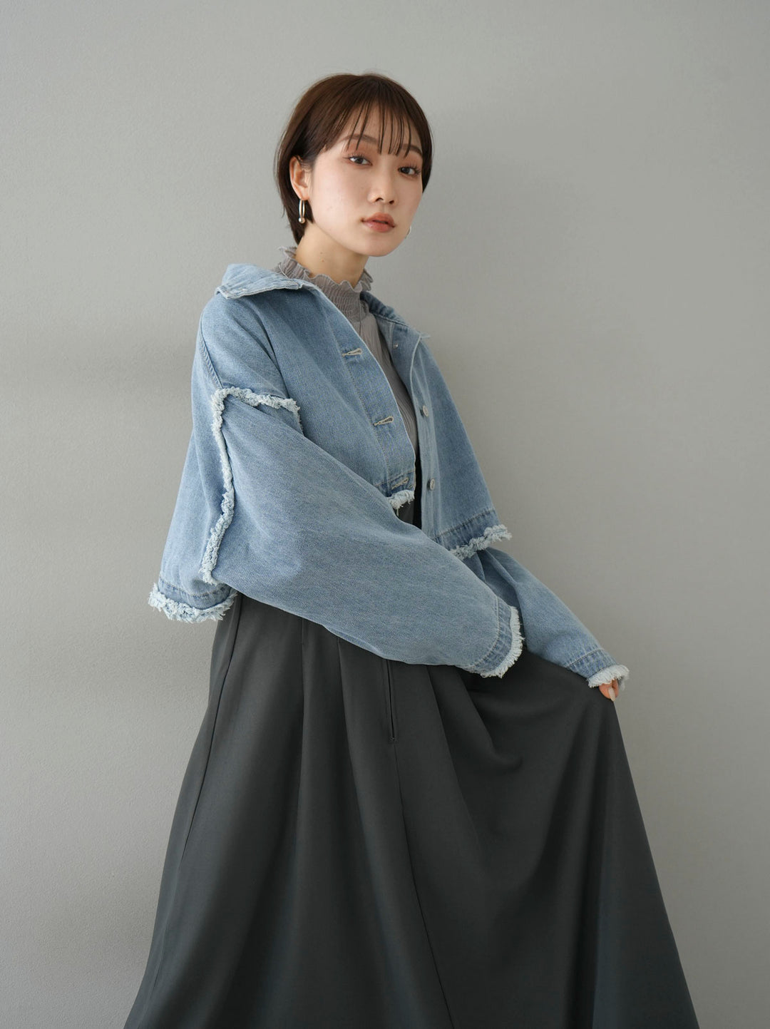 [SET] 2WAY denim stand collar jacket + 2WAY denim stand collar jacket (2set)