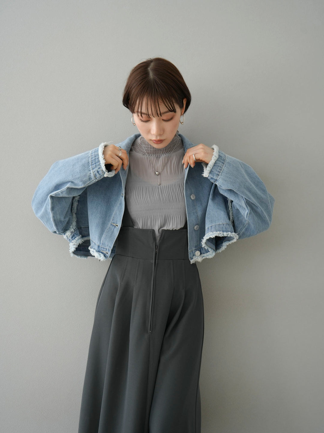 [SET] 2WAY denim stand collar jacket + 2WAY denim stand collar jacket (2set)