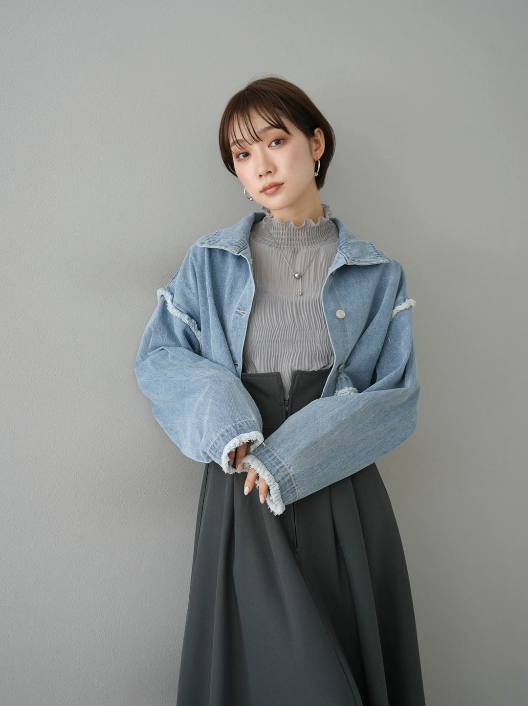 [SET] 2WAY denim stand collar jacket + 2WAY denim stand collar jacket (2set)