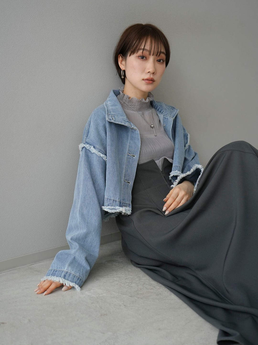 [SET] 2WAY denim stand collar jacket + 2WAY denim stand collar jacket (2set)