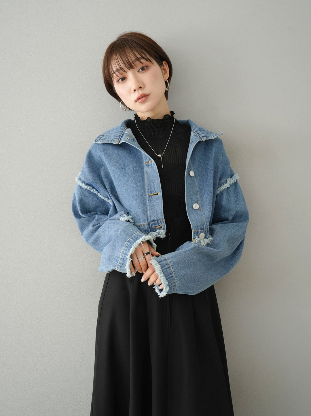 [SET] 2WAY denim stand collar jacket + 2WAY denim stand collar jacket (2set)