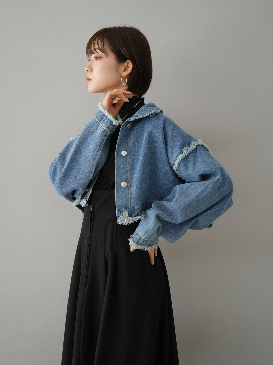 [SET] 2WAY denim stand collar jacket + 2WAY denim stand collar jacket (2set)